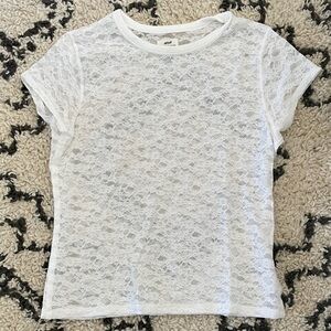 White Lace Short Sleeve Top